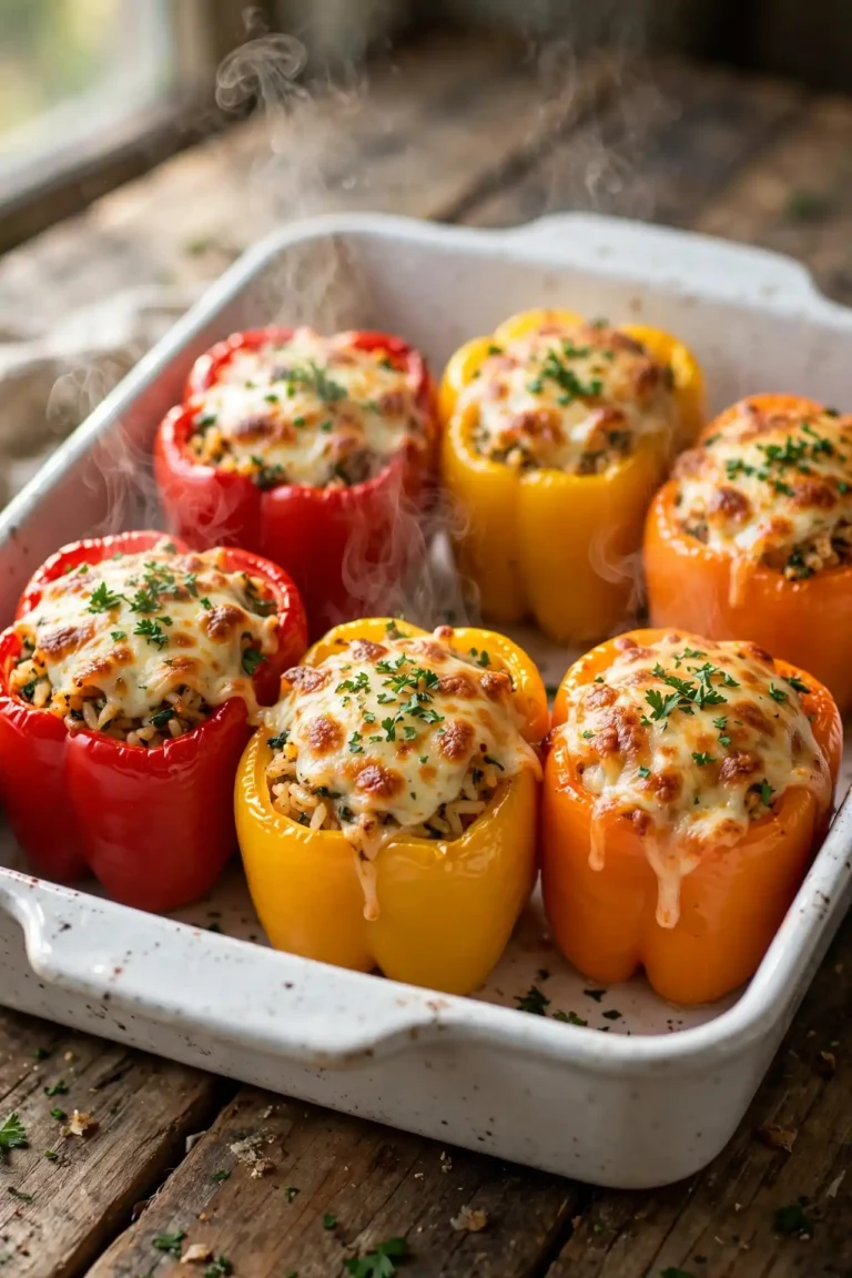 Stuffed Bell Peppers with Ground Beef and Rice